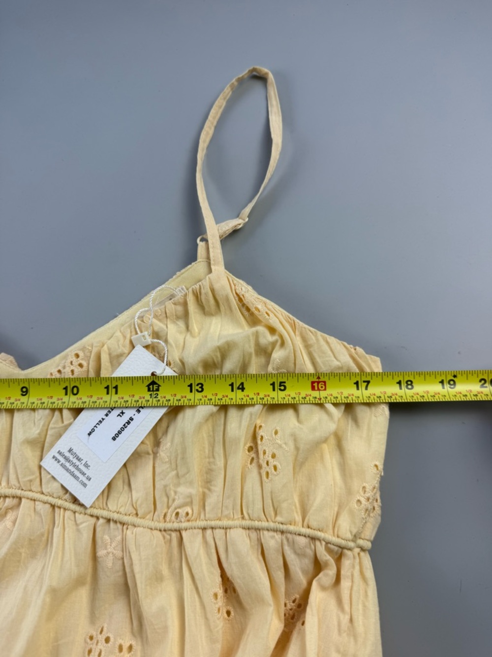 Sim & Sam Eyelet Babydoll Midi Dress Butter Yellow XL Cottagecore Boho - Picture 5 of 9